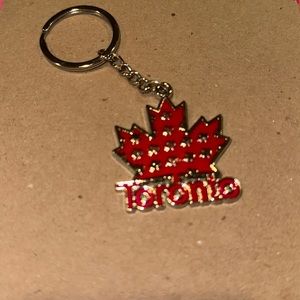 Canadian Toronto Maple Leaf Shaped Key Chain dotted w/small maple leaves